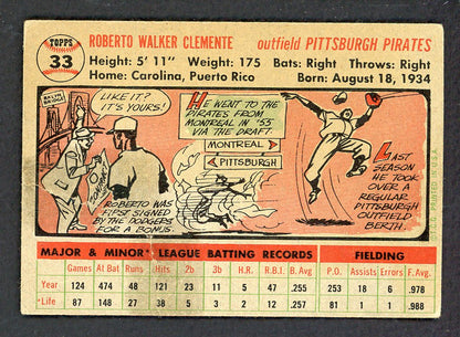 1956 Topps Baseball #033 Roberto Clemente Pirates Good 547684