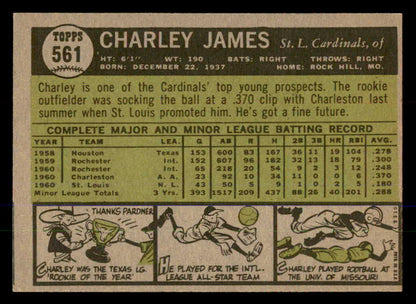 1961 Topps Baseball #561 Charley James Cardinals EX-MT 547743