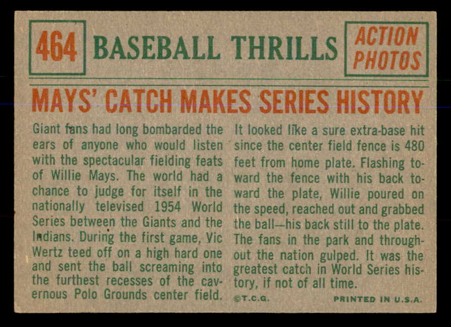 1959 Topps Baseball #464 Willie Mays IA Giants EX 547810
