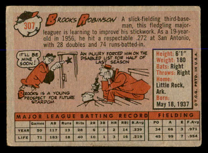 1958 Topps Baseball #307 Brooks Robinson Orioles VG 547825