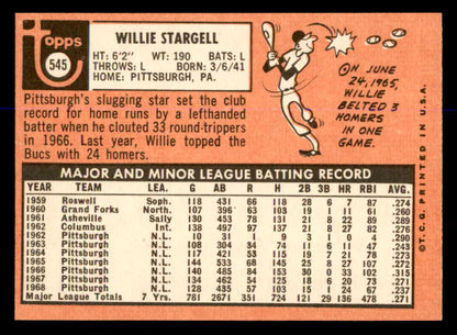 1969 Topps Baseball #545 Willie Stargell Pirates NR-MT 547956