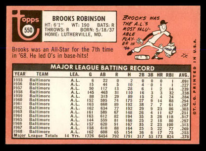 1969 Topps Baseball #550 Brooks Robinson Orioles NR-MT 547957
