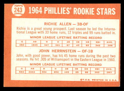 1964 Topps Baseball #243 Richie Allen Phillies EX-MT 548106