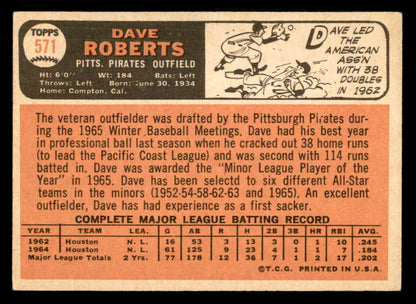 1966 Topps Baseball #571 Dave Roberts Pirates VG-EX 548133