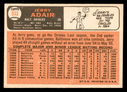 1966 Topps Baseball #533 Jerry Adair Orioles EX-MT 548164