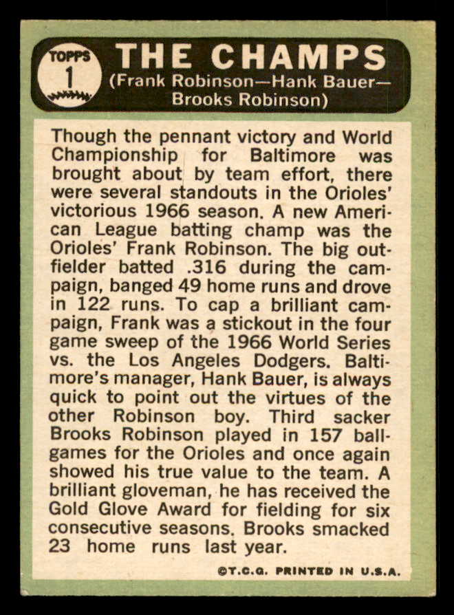 1967 Topps Baseball #001 Brooks Robinson Frank Robinson EX+/EX-MT 548175