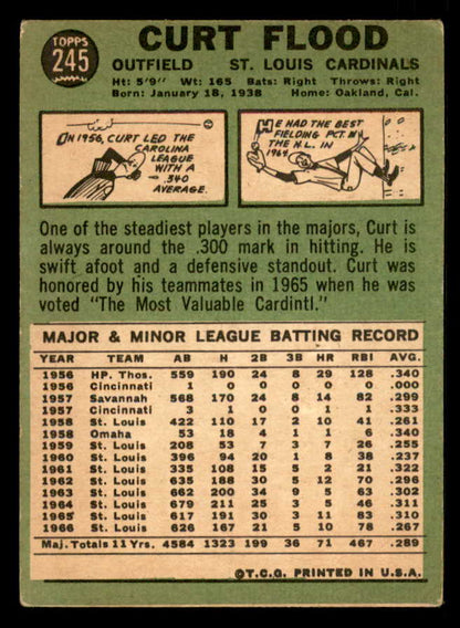 1967 Topps Baseball #245 Curt Flood Cardinals VG-EX 548178