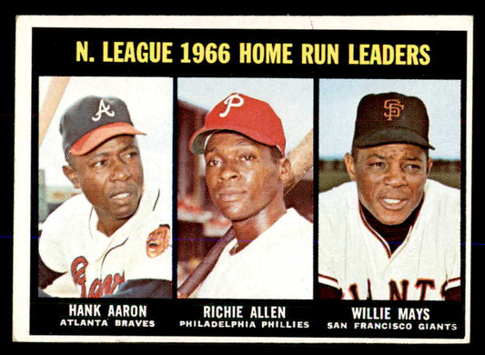 1967 Topps Baseball #244 N.L. Home Run Leaders Aaron Mays EX-MT 548182