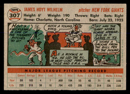 1956 Topps Baseball #307 Hoyt Wilhelm Giants EX-MT 548272