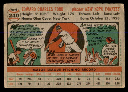 1956 Topps Baseball #240 Whitey Ford Yankees VG 548292