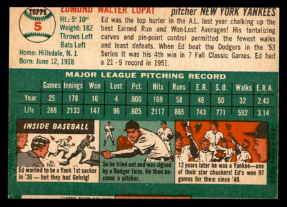 1954 Topps Baseball #005 Eddie Lopat Yankees EX 548303