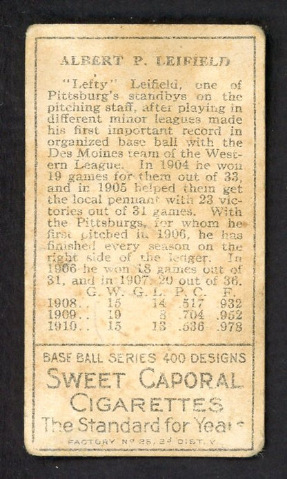 1911 T205 T 205 Lefty Leifield Pirates GD-VG 548407