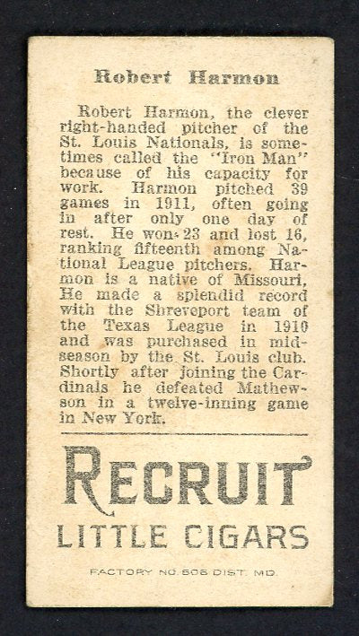 1912 T207 T 207 Bob Harmon Cardinals EX 548458