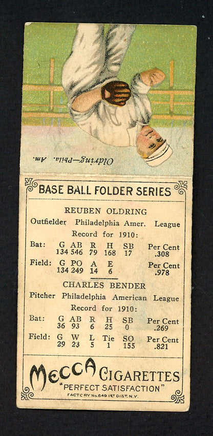 1911 T201 Mecca Double Folders Rube Oldring Chief Bender VG 548501