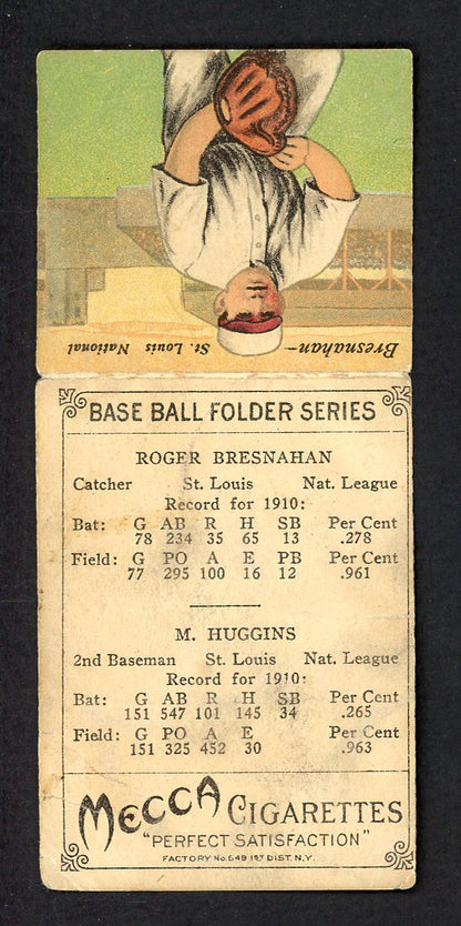 1911 T201 Mecca Double Folders Roger Bresnahan Miller Huggins VG 548509