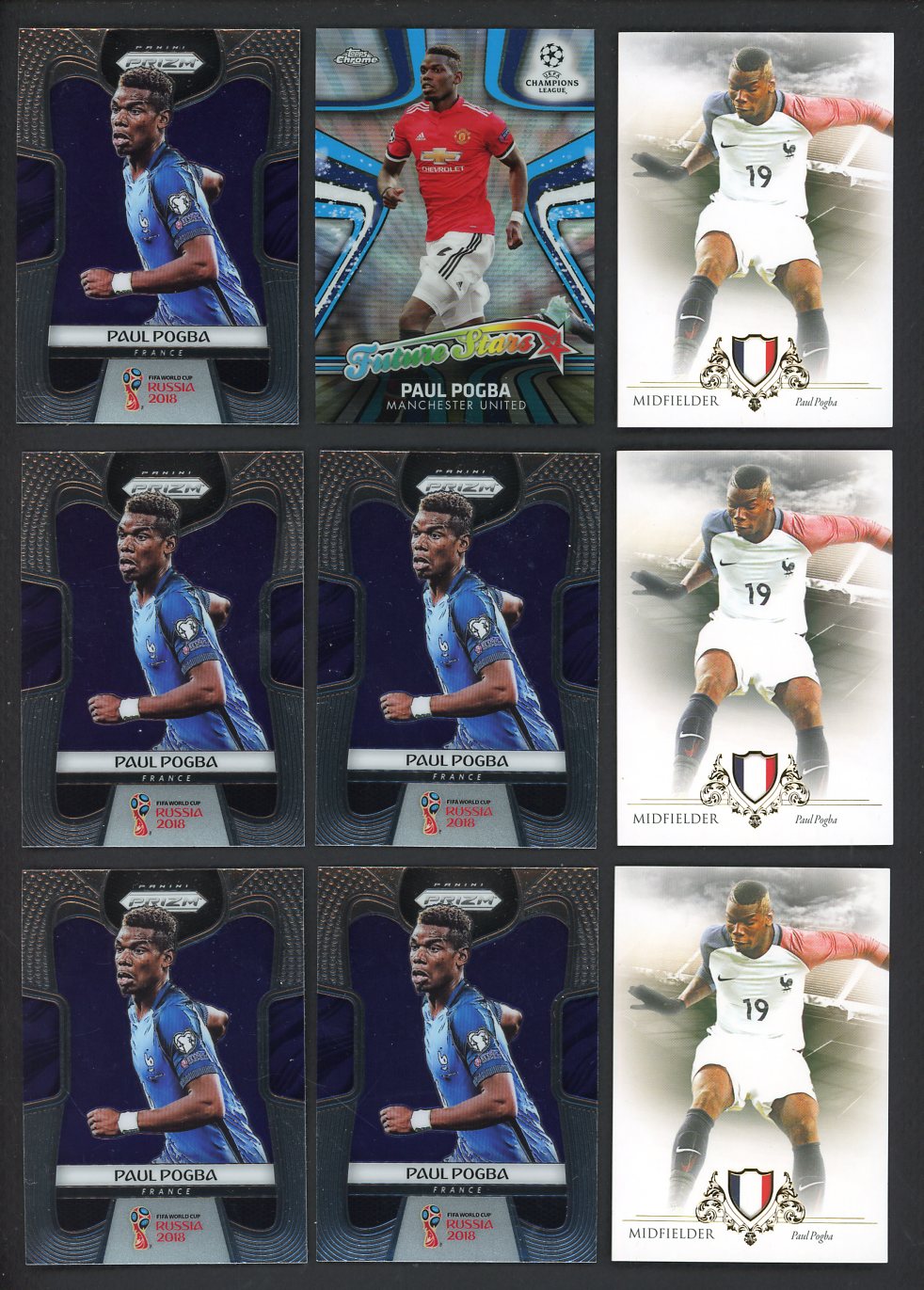 2016 To 2018 Paul Pogba Set Lot 3 Diff Prizm Topps Chrome Futera 548527
