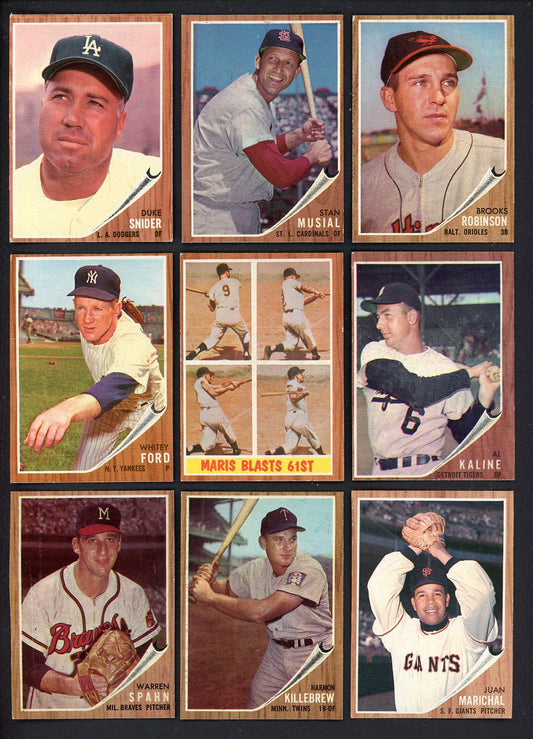 1962 Topps Set Lot 478 Diff EX+/EX-MT Musial Ford Kaline 548541