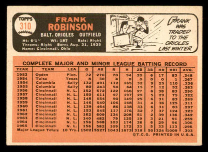 1966 Topps Baseball #310 Frank Robinson Orioles EX-MT 548645