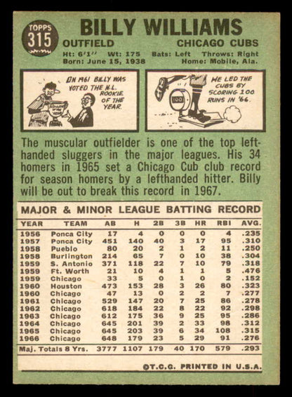 1967 Topps Baseball #315 Billy Williams Cubs EX-MT 548658