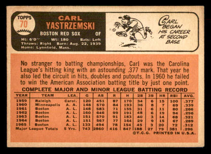 1966 Topps Baseball #070 Carl Yastrzemski Red Sox EX 548704