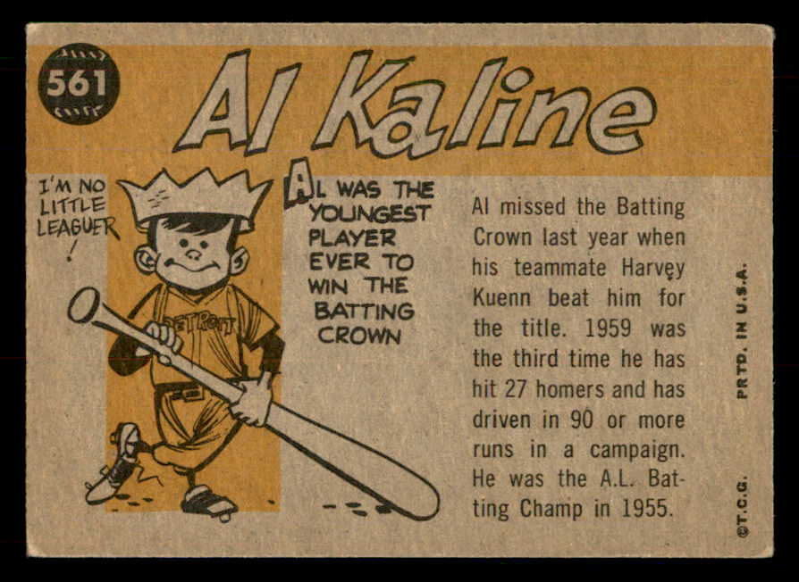 1960 Topps Baseball #561 Al Kaline A.S. Tigers EX 548714