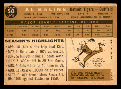 1960 Topps Baseball #050 Al Kaline Tigers VG-EX 548738