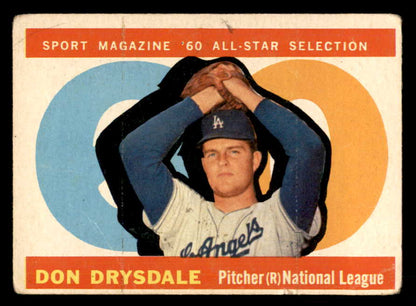 1960 Topps Baseball #570 Don Drysdale A.S. Dodgers VG 548753