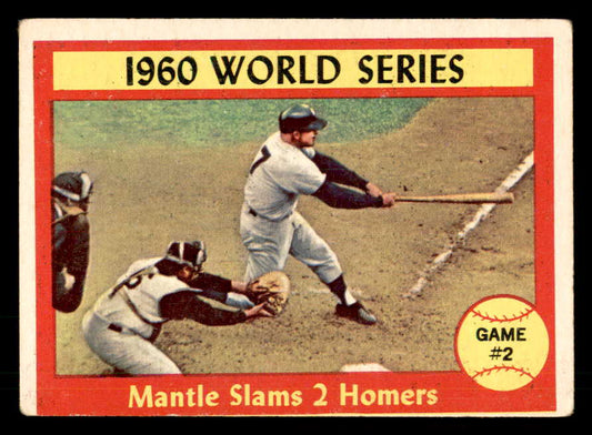 1961 Topps Baseball #307 World Series Game 2 Mickey Mantle VG 548765