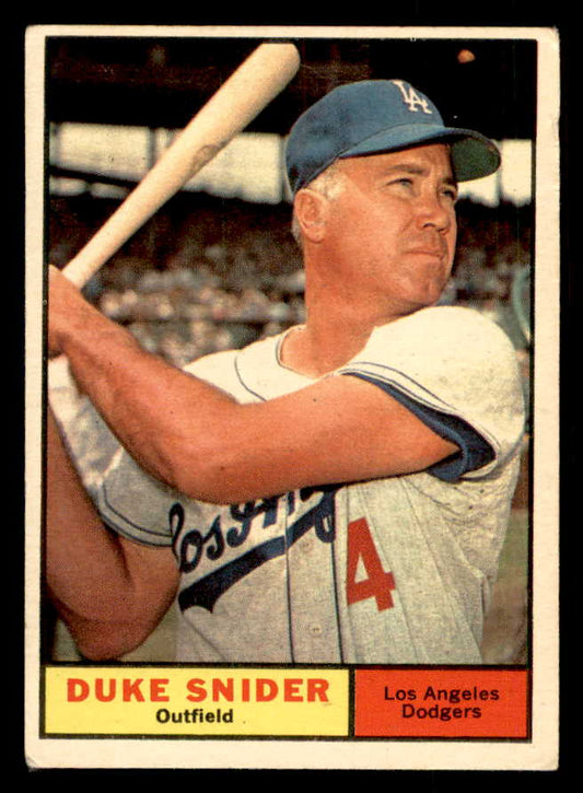 1961 Topps Baseball #443 Duke Snider Dodgers VG 548766