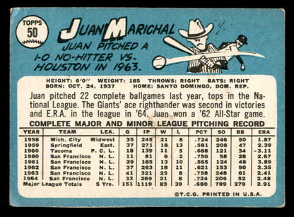 1965 Topps Baseball #050 Juan Marichal Giants VG 548793