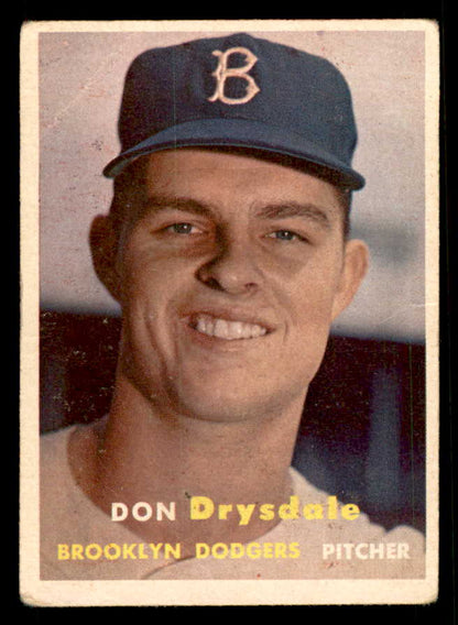 1957 Topps Baseball #018 Don Drysdale Dodgers GD-VG 548804
