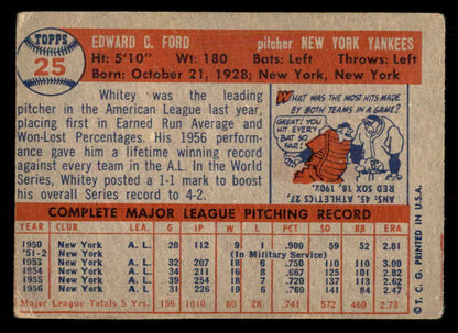 1957 Topps Baseball #025 Whitey Ford Yankees GD-VG 548805