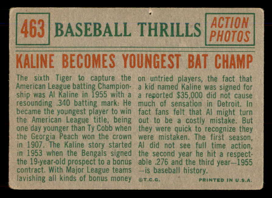 1959 Topps Baseball #463 Al Kaline IA Tigers GD-VG 548811