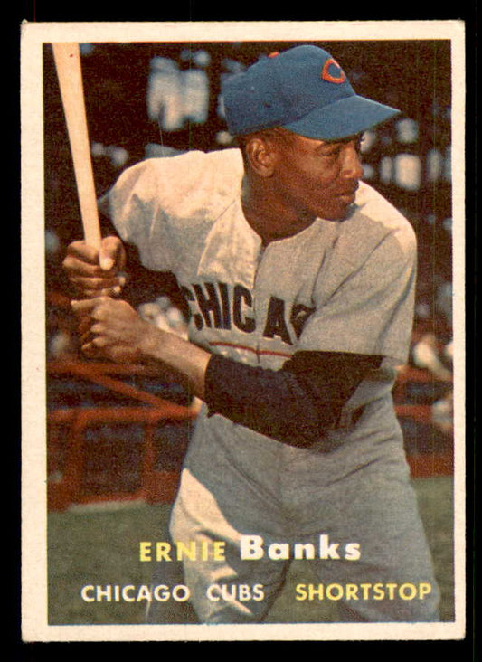 1957 Topps Baseball #055 Ernie Banks Cubs GD-VG ink back 548850