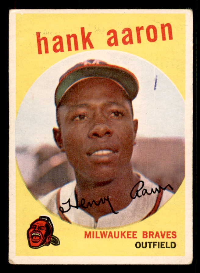 1959 Topps Baseball #380 Hank Aaron Braves Good ink front 548856