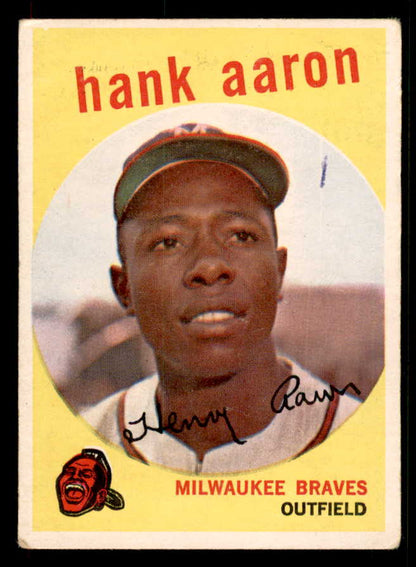 1959 Topps Baseball #380 Hank Aaron Braves Good ink front 548856