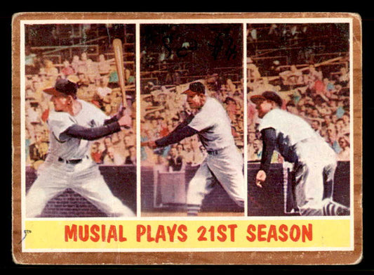 1962 Topps Baseball #317 Stan Musial IA Cardinals Good ink front 548865