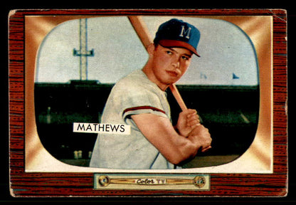 1955 Bowman Baseball #103 Eddie Mathews Braves Good ink back 548868