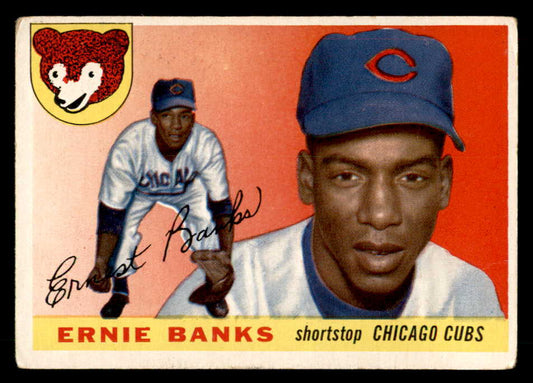 1955 Topps Baseball #028 Ernie Banks Cubs Good ink back 548881