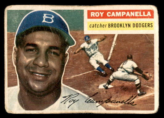 1956 Topps Baseball #101 Roy Campanella Dodgers Good ink back Grey 548883