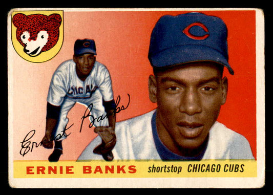 1955 Topps Baseball #028 Ernie Banks Cubs GD-VG ink back 548884