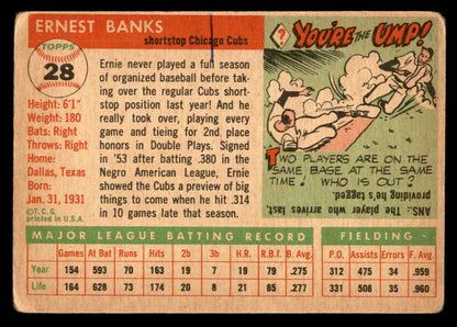1955 Topps Baseball #028 Ernie Banks Cubs GD-VG ink back 548884