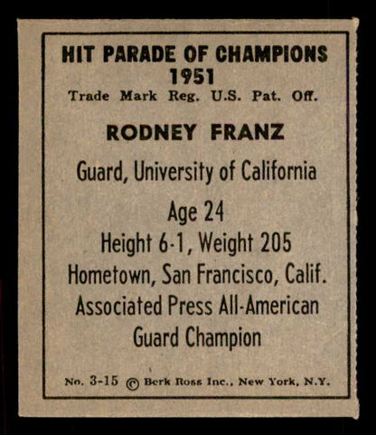 1951 Berk Ross #003-15 Rodney Franz USC NR-MT 549356
