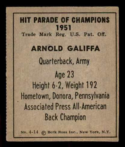 1951 Berk Ross #004-14 Arnold Galiffa Army EX 549358