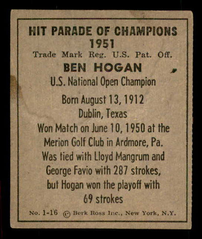 1951 Berk Ross #001-16 Ben Hogan Golf GD-VG 549380