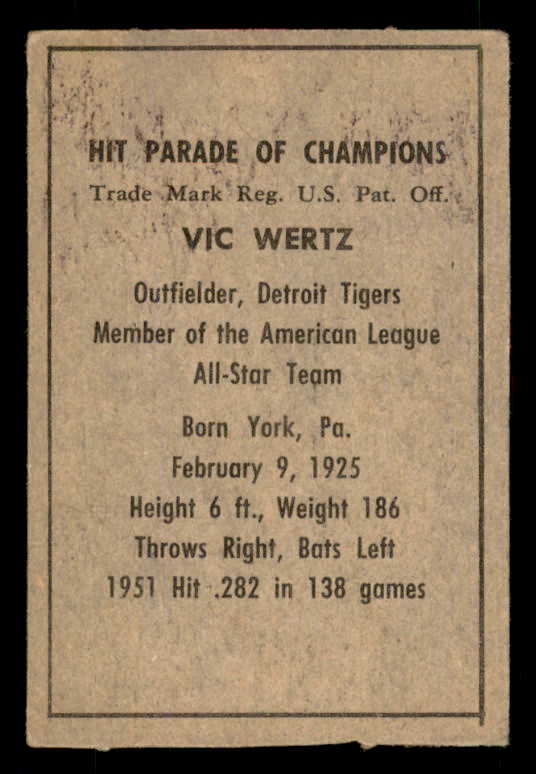 1952 Berk Ross Vic Wertz Tigers EX 549388