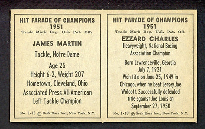 1951 Berk Ross Panel Ezzard Charles Jim Martin EX-MT 549392