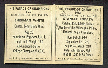 1951 Berk Ross Panel Stan Lopata Sherman White NR-MT 549395