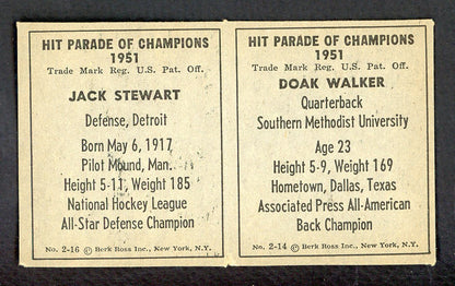 1951 Berk Ross Panel Doak Walker Jack Stewart EX-MT 549397