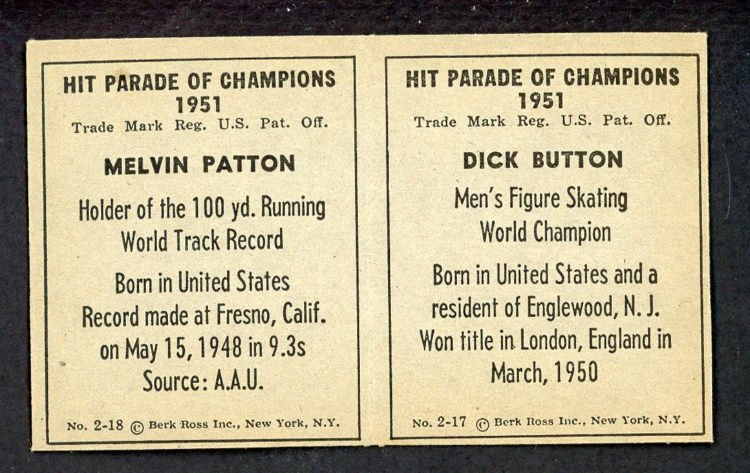 1951 Berk Ross Panel Dick Button Melvin Patton EX 549398